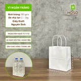 Túi giấy có quai trắng, V1 Ngắn Trắng, 15,5 × 13,5 × 8 cm, 120 g/m²