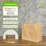 Túi giấy kraft có quai nâu, V3 ngang, 25 × 30 × 15 cm, 100 g/m²