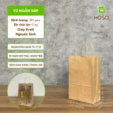 Túi giấy kraft có quai nâu, V2 ngắn dày, 25 × 15 × 9 cm, 100 g/m²