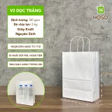 Túi giấy có quai trắng, V3 Trắng, 28,5 × 20 × 11 cm, 120 g/m²
