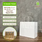 Túi giấy có quai trắng, V3 Ngang Trắng, 26,5 × 30 × 15 cm, 120 g/m²