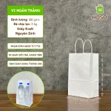 Túi giấy có quai trắng, V2 Ngắn Trắng 100 gsm, 25 × 15,5 × 9 cm, 100 g/m²