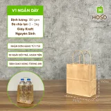 Túi giấy kraft có quai nâu, V1 ngắn dày, 15 × 13 × 8 cm, 100 g/m²