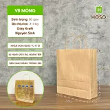Túi giấy kraft có quai nâu, V8 mỏng, 30 × 25 × 10 cm, 70 g/m²
