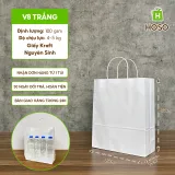 Túi giấy có quai trắng, V8 Trắng, 30 × 25 × 10 cm, 120 g/m²