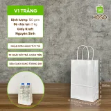 Túi giấy có quai trắng, V1 Trắng, 21,5 × 13,5 × 8 cm, 120 g/m²